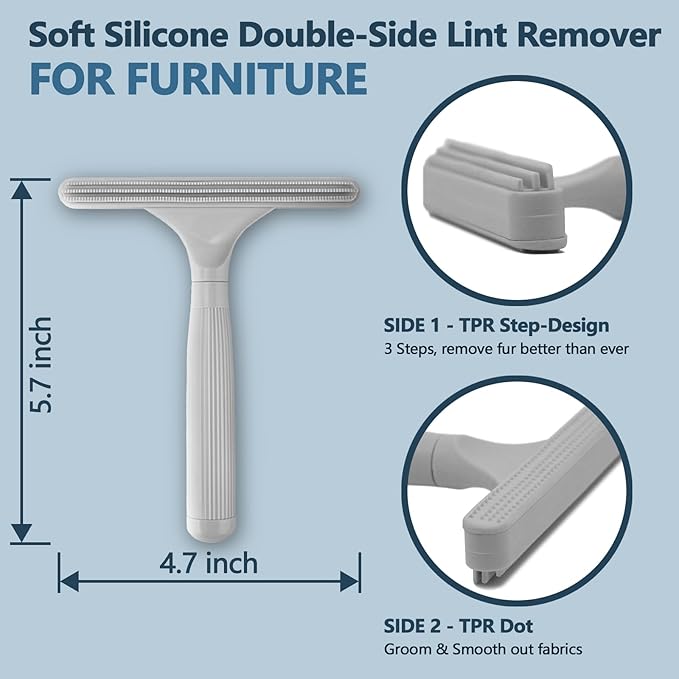 3-Pack Pet Hair Remover for Dogs Cats, Reusable Lint Remover Shaver & Portable Carpet Rake Scraper, Heavy-Duty Metal Fur Remover Lint Brush for Carpets Couch Clothes Car Mats Furniture Pet Bed