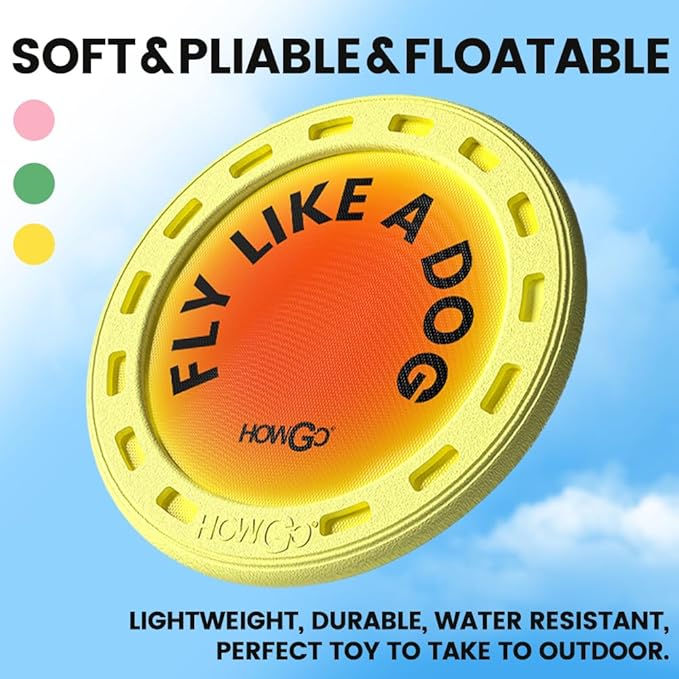 HOWGO Flyer Dog Toy, Dog Flying Disc, Flyer Dog Toy, Best for Flight, Lightweight, Durable and Water Resistant, 9.84'' (Pink)