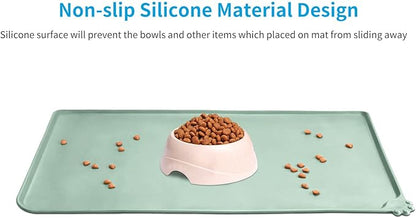 AUDWUD Silicone Waterproof Pet Feeding Mats,Anti Slip Bowl Pad,Dog Mat for Food and Water