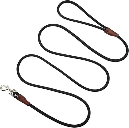 Small Dog Leash, 1/4" by 6/8/10 FT Lightweight Strong Nylon Rope Leash, Bright Classic Lead for Small Pets/Puppy (6ft, Black)