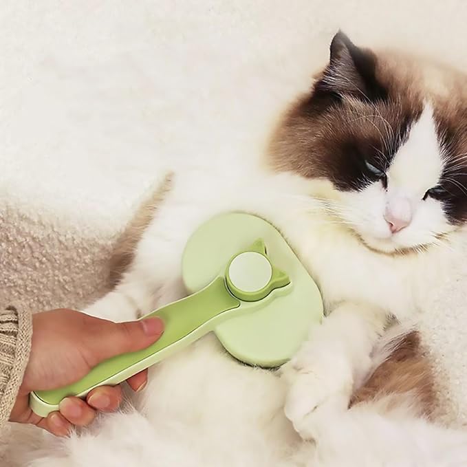 Cat Brush, Dog Brush, Self Cleaning Slide Brush, Pet Grooming, SheddingHair, Fluffy Dog Hair Puppy Kitten, Pet Accessories. (Green)