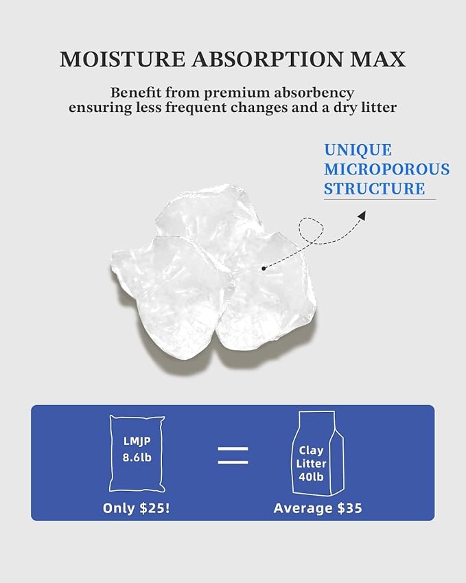 Crystal Cat Litter with Powerful Odor Control, Non-Clumping, Lasts Up to 2 Months, 8.6lb, Rapid Water Absorption, Unscented & Low Tracking Lightweight White Silica, 2 Pack of 4.3lb