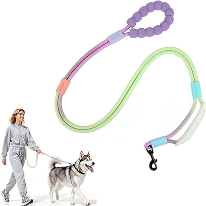 Hands Free Dog Leash Dual Handle, Wearable Leashes for Dog, Padded Waist Belts and Rotating Metal Clip,for Small Medium Large Dogs (18+ lbs) Walking Training Running (Purple Green, 5.5 FT)