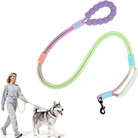 Hands Free Dog Leash Dual Handle, Wearable Leashes for Dog, Padded Waist Belts and Rotating Metal Clip,for Small Medium Large Dogs (18+ lbs) Walking Training Running (Purple Green, 5.5 FT)