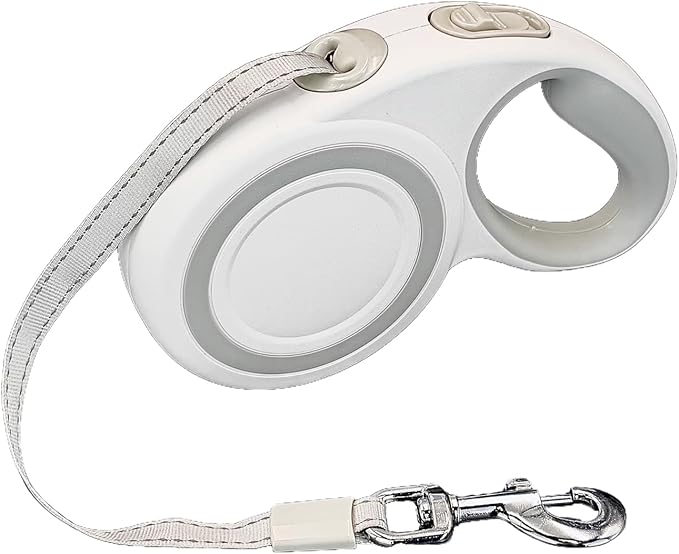Retractable Dog Leash, 360° Tangle-Free Highly Reflective Nylon Tape, Non-Slip Rubberized Handle, 10-16FT Long Dog Leash for Dogs up to 66LBS,S-Gray