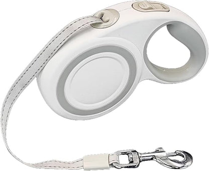 Retractable Dog Leash, 360° Tangle-Free Highly Reflective Nylon Tape, Non-Slip Rubberized Handle, 10-16FT Long Dog Leash for Dogs up to 66LBS,S-Gray