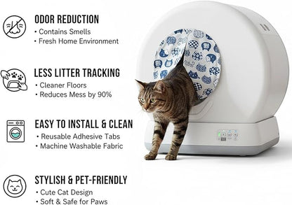 Curtain for Self Cleaning Cat Litter Box, Self-Cleaning Litter Box Curtain,Odor Blocker & Litter Scatter Shield for Cats,Easy Install, Fit for Elliptical Openings
