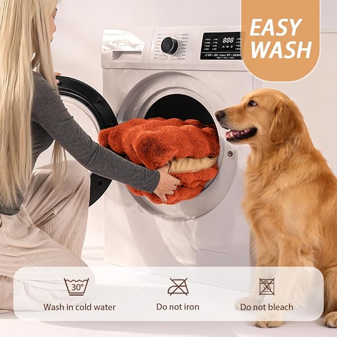 Large Dog Bed Mat, Extra Large Plush Faux Fur Washable Pet Bed for Large Dogs, Non-Slip Fluffy Dog Mat – Machine Washable XL Dog Sleeping Pad for Large Breeds, 35 x 27 Inch Orange