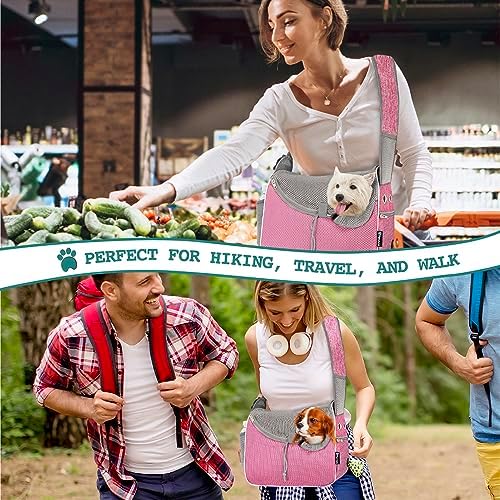 PetAmi Dog Sling Carrier for Small Dogs, Hands Free Crossbody Carrier, Pink - Image 6