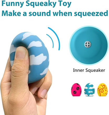 SCHITEC Dog Squeaky Toy, Latex Bouncy Egg Balls with Squeaker for Puppy Small Pet Dogs, Soft Rubber Sound Toys for Interactive Fetch Play