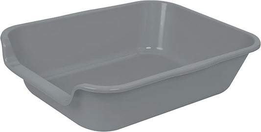 2 Pack of Extra Large Cat Litter Box (ABS Material), Low Entry Senior Litter Pen for Geriatric Kitty Big Cats, Jumbo Pet Safe Litter Boxes Tray for Indoor Pets Potty (Gray, 20" L x 15.5" W)