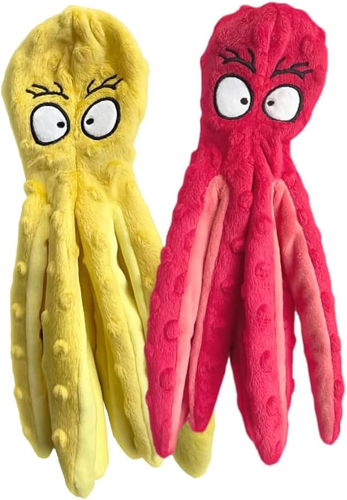Squeaky Dog Toys – No-Stuffing Crinkle Plush, Durable Puppy Teething & Interactive Play, 2-Pack