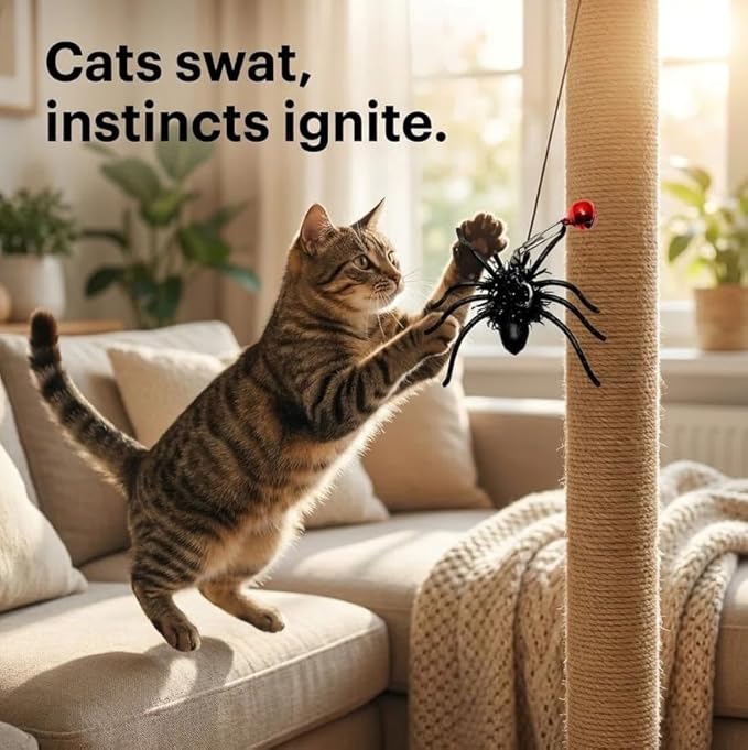 Feather Cat Toy Attachments - 2 Pcs Handmade Simulation Insects Natural Spiders - Cat Toy Wand Refills - Mini Insects Cat Lures Wand Attachment Replacement for Kitty Kitten Indoor