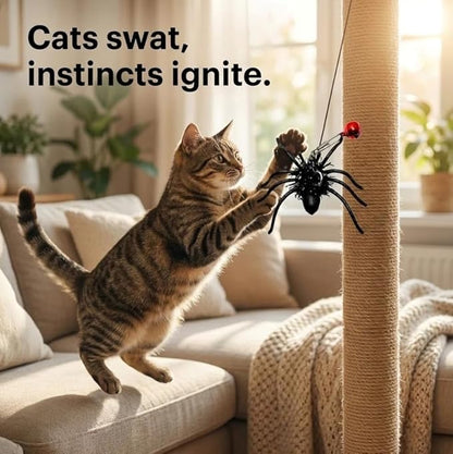 Feather Cat Toy Attachments - 2 Pcs Handmade Simulation Insects Natural Spiders - Cat Toy Wand Refills - Mini Insects Cat Lures Wand Attachment Replacement for Kitty Kitten Indoor