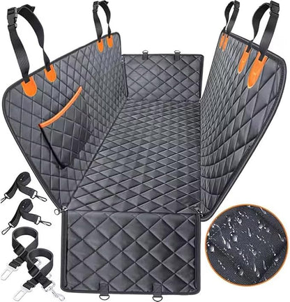 Dog Car Seat Cover for Pets 100% Waterproof Seat Cover Hammock 600D Heavy Duty Scratch Proof Nonslip Durable Soft Back Seat Covers for Cars Trucks and SUVs + Bonus Comb