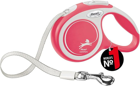 Flexi New Comfort Tape Grey & Red Extra Small 3m Retractable Dog Leash/Lead for Dogs up to 12kgs/26lbs