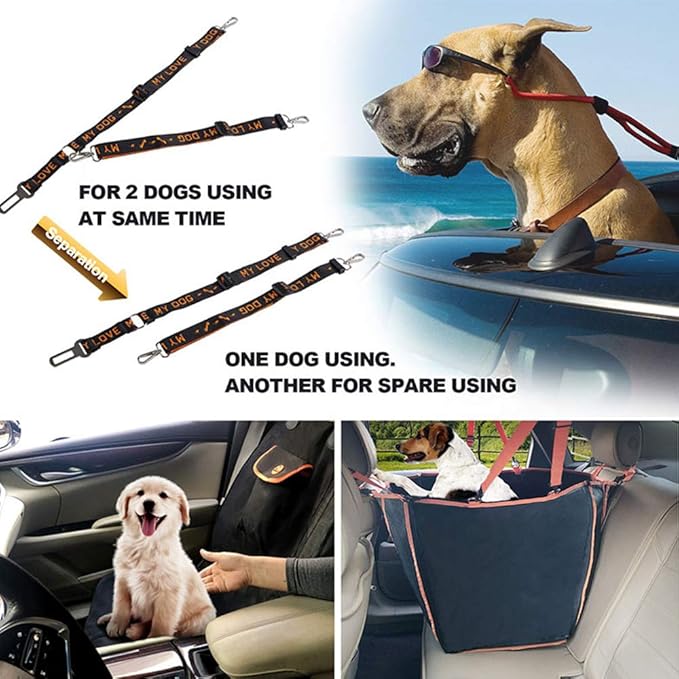 Dog Car Seat Cover, Convertible Dog Hammock Scratchproof Pet Car Seat Cover with Mesh Window, Storage Bag and Seat Belts, Durable Nonslip Dog Seat Cover for Cars Trucks SUVs (Black)