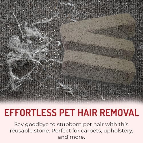 Pet Hair Remover Rock – 3 Pack Reusable Dog & Cat Hair Cleaner for Carpet, Upholstery & Auto Interiors – Easy Lint & Fur Removal Tool – No Roller or Brush - Image 3