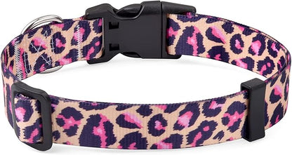 Mihqy Dog Collar with Bohemia Floral Tribal Geometric Patterns - Soft Ethnic Style Collar Adjustable for Small Medium Large Dogs(Pink Leopard,XS)