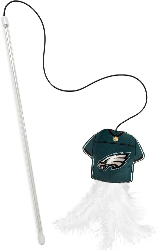 NFL Philadelphia Eagles Team Jersey Wand with CAT NIP, Cat Toy Jersey Shaped Plush Teaser Toy for Cats & Kittens - Interactive Pet Toy for Play & Exercise
