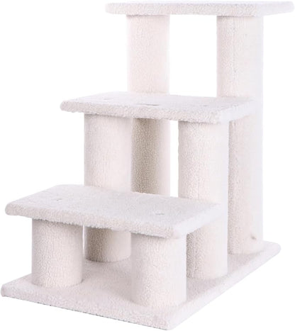 Armarkat Real Wood Pet Steps, 3-steps, B3001, Ivory,17"(W)x25"(D)x25"(H), each platform 9" Deep