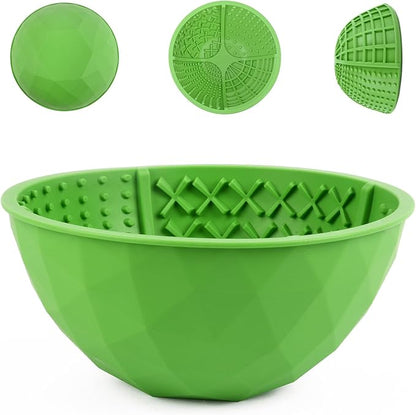 Tuff Pupper Lick Bowl for Dogs | Standard Size Slow Feeder Bowl | Four Textures for Dog Anxiety & Boredom | Silicone Lick Mat | Easy Clean Dishwasher Safe | Stable & Wobble Modes | NOT for Chewing