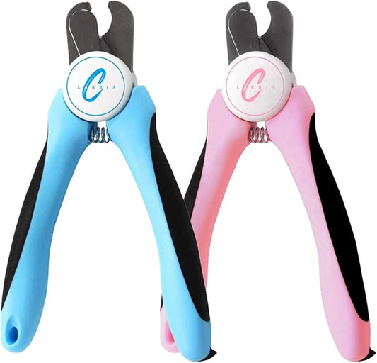 Pet Nail Clippers, Stainless Steel, Ergonomic Non Slip Design, Safe Home Pet Grooming for Cats and Dogs (Pink)