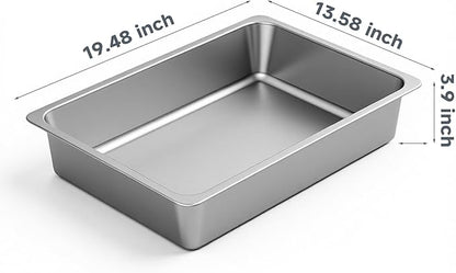 Kirecoo Stainless Steel Litter Box, Large Low Entry Metal Cat Pan Box, Indoor Litter Tray, Non Stick, No Smell, Easy to Clean, Pet Toilet Supplies for Cats