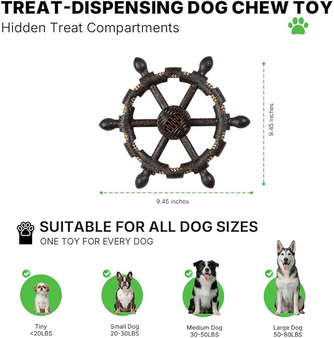 Tug of War Dog Toy - Pirate Wheel Dog Tug Toy with Treat-Dispensing, Interactive Dog Chew Toy with Durable Design for Dental Health and Boredom Relief