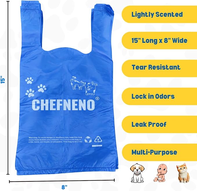Cat Litter Waste Bags Biodegradable (500 ct., Blue) Bulk Dog Poop Bags with Easy Tie Handles Earth-Friendly Fresh Powder Scented Doggy Poop Diaper Bag Disposable Sanitary Pad Waste Bags (500 Bags)