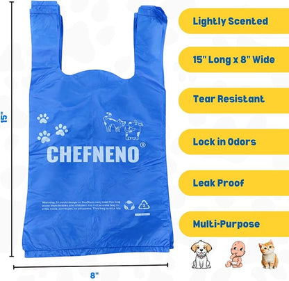 Cat Litter Waste Bags Biodegradable (500 ct., Blue) Bulk Dog Poop Bags with Easy Tie Handles Earth-Friendly Fresh Powder Scented Doggy Poop Diaper Bag Disposable Sanitary Pad Waste Bags (500 Bags)