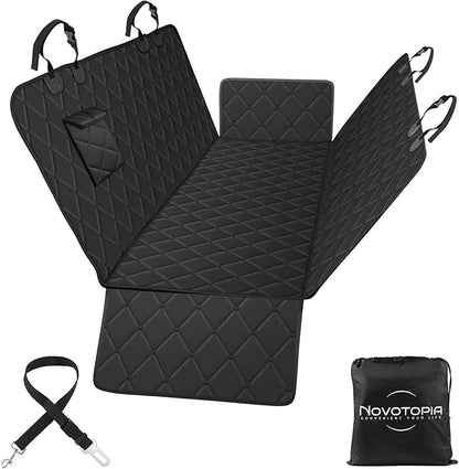 Dog Car Seat Cover for Back Seat 100% Waterproof, Long-Lasting and Soft Nonslip Backseat Dog Cover for Cars, SUVs and Trucks, 600D Oxford Fabric, Black, Standard (54" W x 59" L)