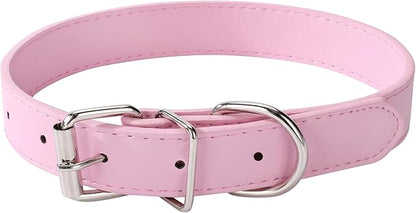 Pink Leather Dog Collar for Small,Medium, Large Dog, (Wide: 0.55'' for Dog's Neck: 9''~12'', Pink, S)
