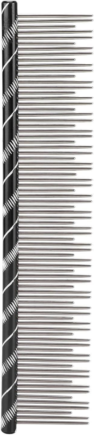 Pet Hair Removal Comb Reusable Comfortable Stainless Steel Comb for Cat Grooming Pet Hair Removal Comb Stainless Steel Pet Comb Open Knot Comb Grooming Comb (Black)