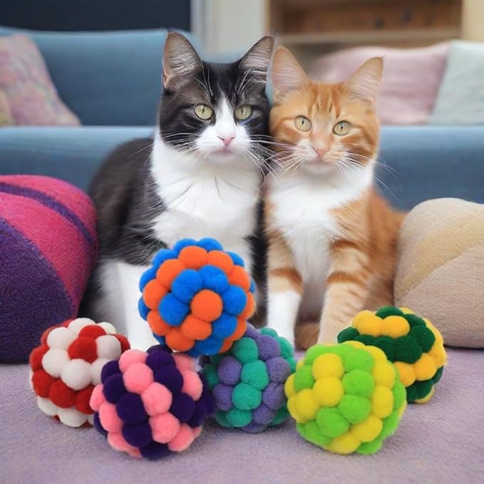 Cat Balls, 2 Inches Soft Fuzzy Balls, 6-Pack Large Ball Toys for Cat Kitten