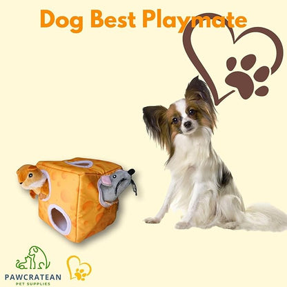 7" Squeaky Plush Toy for Puppies Small Dogs Self Etertainment Washable Soft Made [PET ONLY] (Cheese & Mouse)