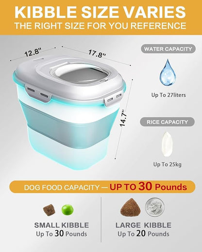 ANVS Dog Food Storage Container - Collapsible Dog Food Container with Airtight Lids, Scoop and 2.5L Small Pet Food Storage Container Dry Food For Dog, Cat and Other Pet Food