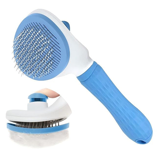 Dog Cat Shedding Brush, Self Cleaning Deshedding Tool for Undercoat, Grooming Rake for Long Short Hair Pets, Skin Friendly Fur Remover