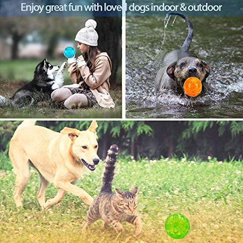 ACEONE Dog Squeaky Ball, Pet Squeak Chew Bouncy Rubber Toy Balls for Small Large Dogs Indestructible Exercise Training Playing - Image 6