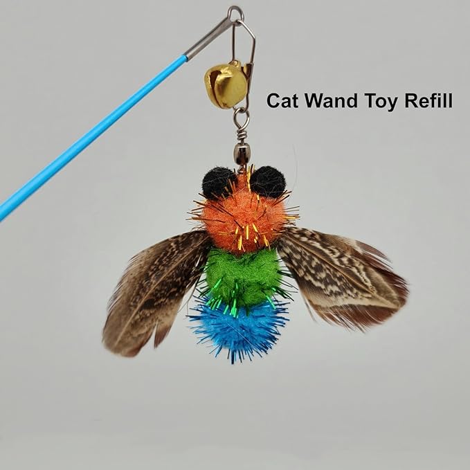 2 Pack Large Cat Litter Scoop Set with Bee-Shaped Wand Toy Refill, Heavy Duty Cat Scooper for Litter Box with 7mm Wide Large Holes, Long Handle & Hanging Hook, Kitty Litter Box Cleaning Tool