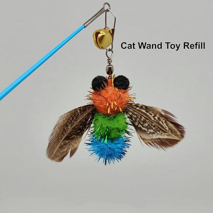 2 Pack Large Cat Litter Scoop Set with Bee-Shaped Wand Toy Refill, Heavy Duty Cat Scooper for Litter Box with 7mm Wide Large Holes, Long Handle & Hanging Hook, Kitty Litter Box Cleaning Tool