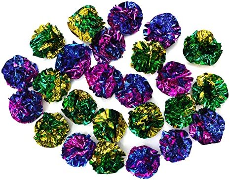 CHIWAVA 24PCS 1.6'' Mylar Cat Toy Ball Kitten Shiny Crinkle Crackle Balls - Image 3