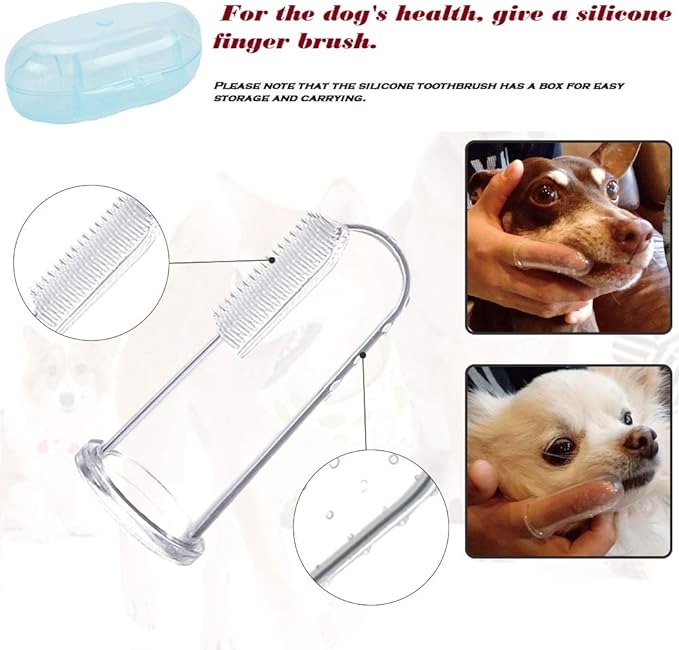 Double Pet Slow Feeder Bowl,Stainless Steel Anti-Choke Puppy Food and Water Feeder with Pet Finger Toothbrush for Small Medium Dog Cats Healthy Care and Adjust Weight