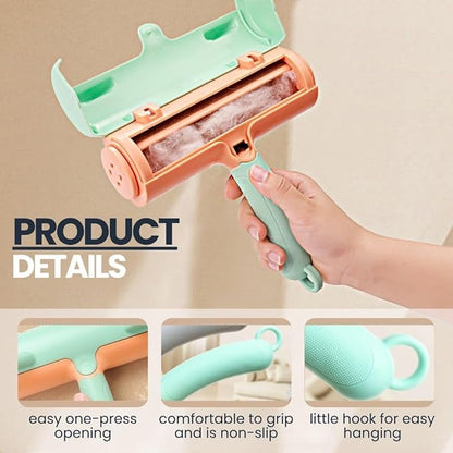 Pet Hair Remover Roller, Reusable Pet Hair Removal Brush for Dogs and Cats, Self Clean Fur from Couch, Bed, Rugs, Laundry and Clothes, Grey