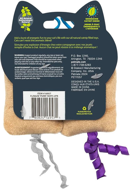 Quirky Kitty Flingin Purr Tarts Catnip Filled Interactive Cat Toys, Pack of 2