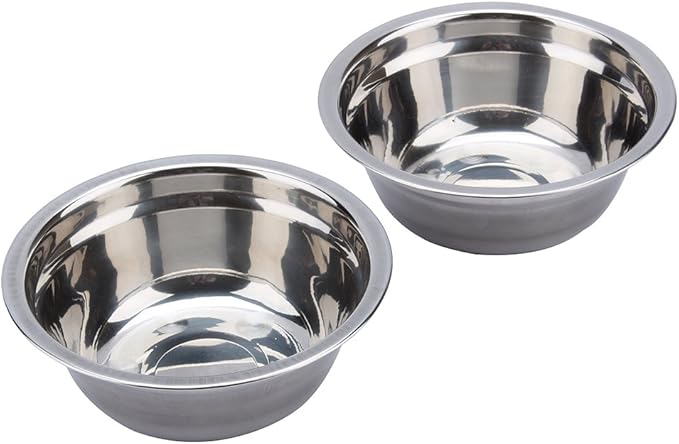 HURRISE Stainless Steel Dog Bowls, Set of 2, Double and Food Bowls, Non-Slip Resin Station, for Small-Medium Dogs and Cats