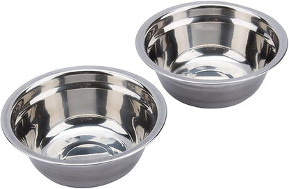 HURRISE Stainless Steel Dog Bowls, Set of 2, Double and Food Bowls, Non-Slip Resin Station, for Small-Medium Dogs and Cats