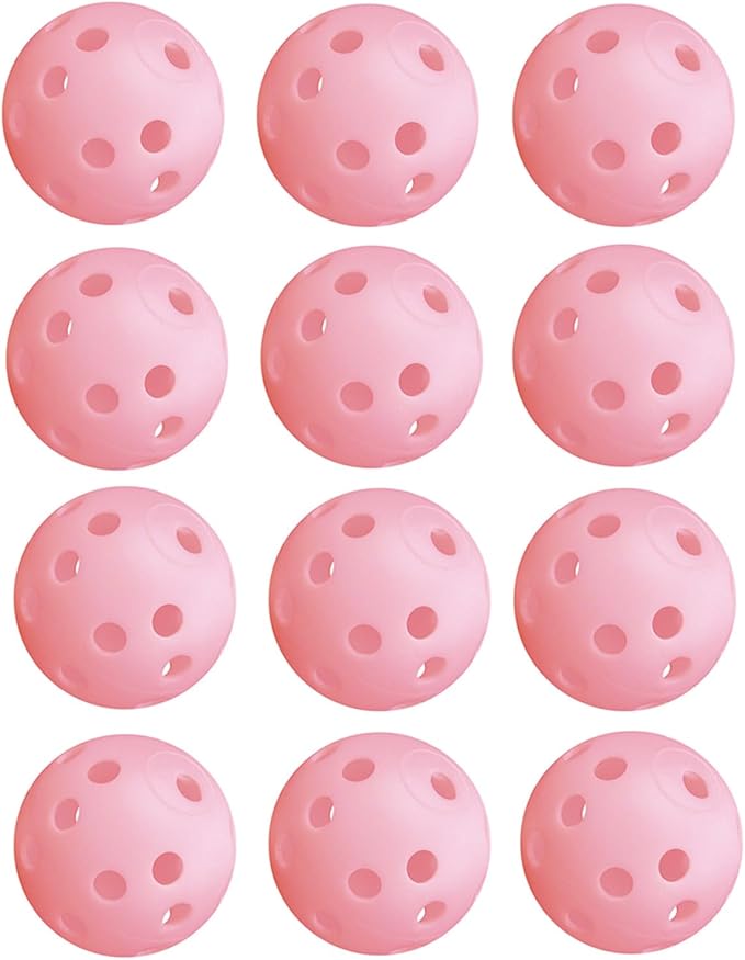 12Pcs Cat Ball Toy, Low Noise No Bells Holey Plastic Cat Balls, Funny Interactive Cats Toys for Indoor Cats, Firm Toy Balls for Kitten Puppy Ferret Bird (1.65", Pink)
