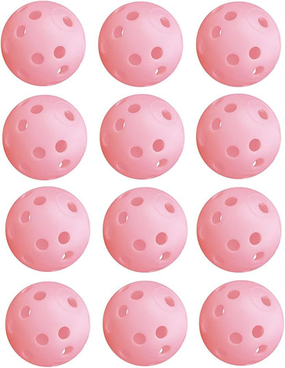 12Pcs Cat Ball Toy, Low Noise No Bells Holey Plastic Cat Balls, Funny Interactive Cats Toys for Indoor Cats, Firm Toy Balls for Kitten Puppy Ferret Bird (1.65", Pink)