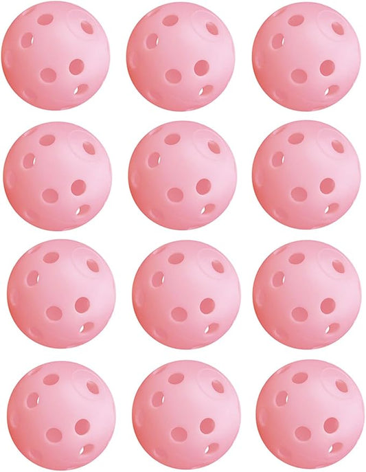 12Pcs Cat Ball Toy, Low Noise No Bells Holey Plastic Cat Balls, Funny Interactive Cats Toys for Indoor Cats, Firm Toy Balls for Kitten Puppy Ferret Bird (1.65", Pink)